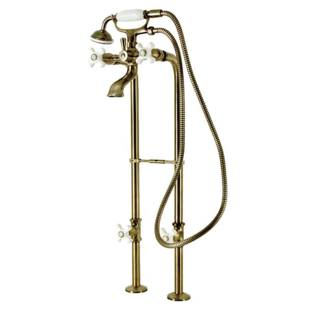Kingston Brass Freestanding Clawfoot Tub Faucet Package with Supply Line, Antique Brass CCK266PXK3